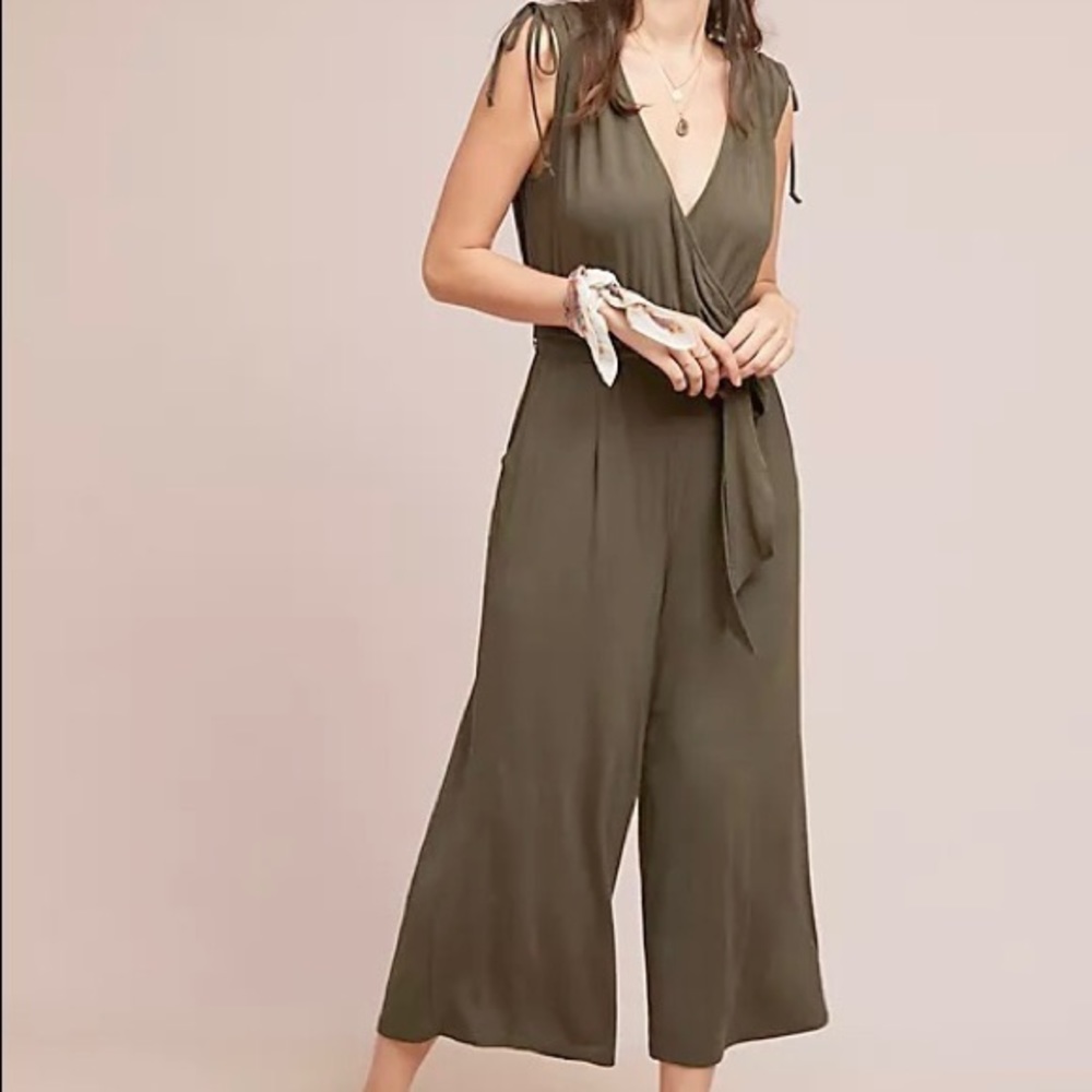 NWOT Anthropologie Moulinette Soeurs olive green jumpsuit